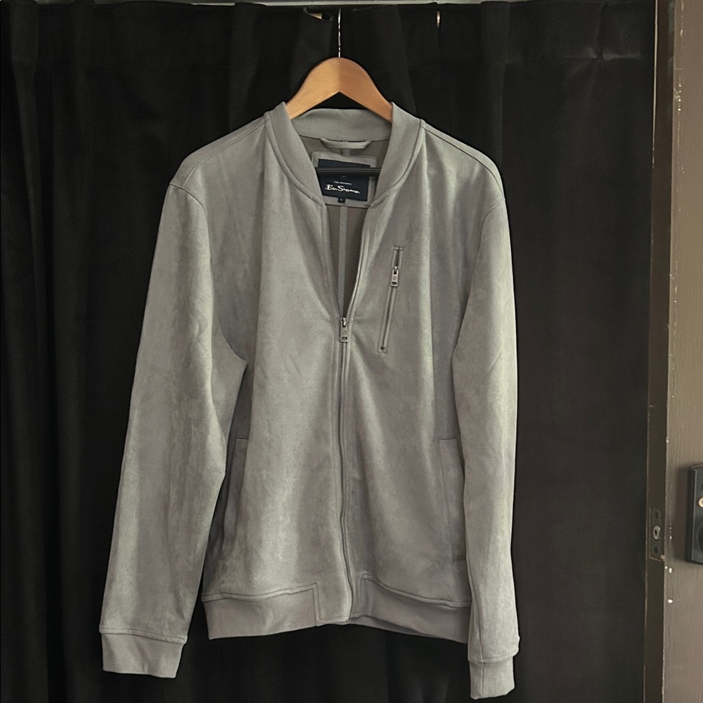 Ben Sherman Light Gray Zip-Up Faux Suede Jacket